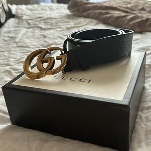 GG Marmont Leather Belt Black